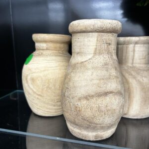 Set of Wood vases and faux greenery